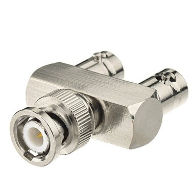 Eightwood BNC Splitter Adapter BNC Male to Dual Female Tee Type 3 Way Audio RF Coax Connector
