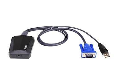 ATEN CV211 Laptop KVM USB Crash Cart Adapter 6 ft Console Builtin VGA and USB Keyboard and Mouse Cables TAA Compliant for Rack Servers Computers Kiosk ATM Supports Windows Linux and Mac laptops
