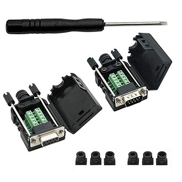 YIOVVOM DB9 Breakout Connector Male Female 9 pin RS232 connectors Solderless DSUB RS485 Serial Adapter Module Board with Screw Terminals Case Long Bolts