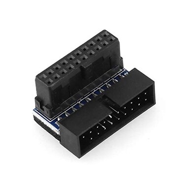 DGZZI USB 30 90 Degree Adapter Black USB 30 19Pin20Pin Male to Female L Turn Right Angle Power Adapter Motherboard Down Angled