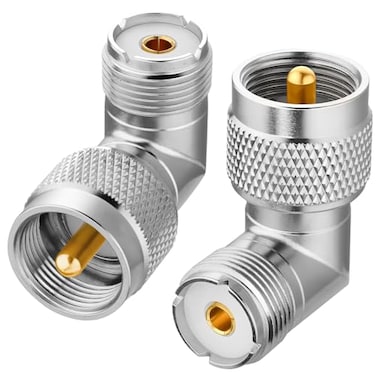 RFAdapter PL259 Right Angle 2 Pack UHF Male to Female Coax Connector Adapter 90 Degree LShape Coaxial Connector for Coaxial CableCB Ham Radio Antenna Low Loss for Efficient Signal Transmission