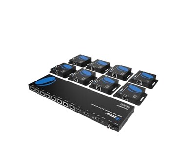 OREI HDMI Extender Splitter 1x8 HDMI Over Ethernet Splitter up to 132ft at 4K30Hz 230ft at 1080p60Hz with EDID Loop Out IR Control Power Over Ethernet