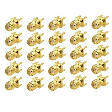 bnafes SMA Female PCB Panel Edge Mount Connector Straight Solder RF Coaxial Adapter 25PCS