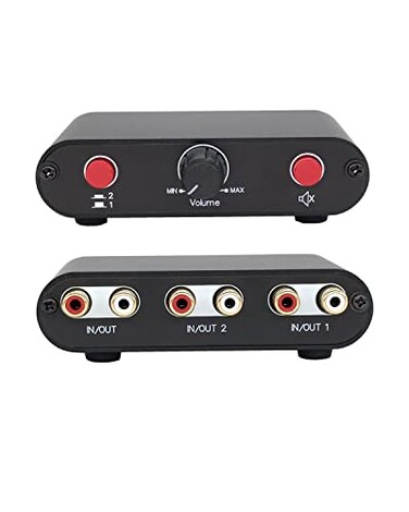 TENEALAY 2Way RCA Stereo Audio Switch Input Signal Source Switcher Selector Splitter Box2 in 1 Out 1 in 2 OutRC21