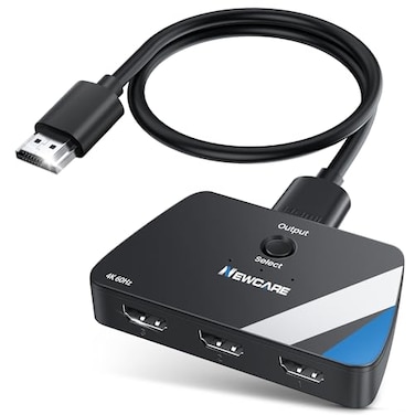 NEWCARE Upgrade HDMI Switch 3 in 1 Out 4K60Hz HDMI 20 Switch Splitter with 26FT Long HDMI Cable 3Port HDMI Switcher Selector Supports 4K 30Hz 3D 1080P HDCP22 for PS5 Xbox DVD Player Fire Stick PC