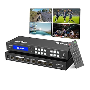Yinker 4K HDMI Matrix Switch 4x4 HDMI Matrix SwitcherSplitter 4 in 4 Out with Backlit Button Support 4K30Hz 444 IR Remote RS232 Control HDCP EDID RGB YUVDownscale 4K 1080P Together
