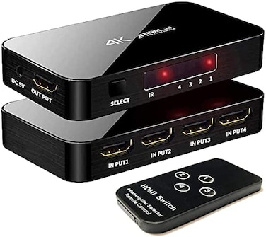 ENBUER HDMI Switch 4X1 4K Ultra HD HDMI Switcher 4 in 1 Out Support HDMI 20 HDCP 224K60Hz 3D1080P 4Kx2k60Hz IR Remote Control