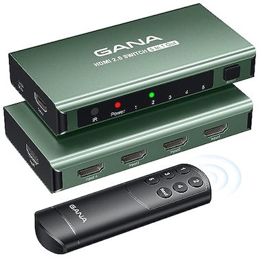 GANA HDMI Switch 5 in 1 Out 4K60Hz HDMI Splitter Switcher with Remote Aluminum HDMI 20 Switch Box Hub for 3D HDCP22 HDR Compatible with Xbox PS543Fire StickRokuBluRay Player Green