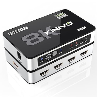 Kinivo 8K HDMI Switch 8K 60Hz 4 in 1 Out 48Gbps HDMI 21 Hub Ultra HD Switcher HDR10 Dolby Atmos Compatible with HDTV Nintendo Switch 2 PS5 Xbox Apple TV