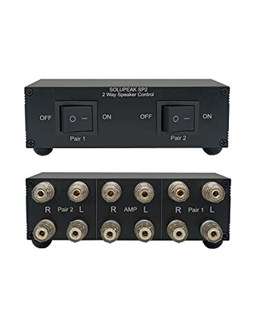 SOLUPEAK Premium 2 Zone Speaker Selector Switch Box 2 Way Stereo Audio Speaker Switcher Distribution Box for MultiChannel High Powered Amp A B Switches SP2