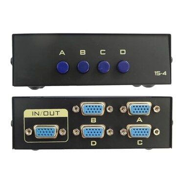 DEEIRAO VGA Switch Box 4 Port 15 Pin Female 4 in 1 Out Resolution up to 1920x1440 Signal Splitters for Electronic Apparatus PC Computer Monitor