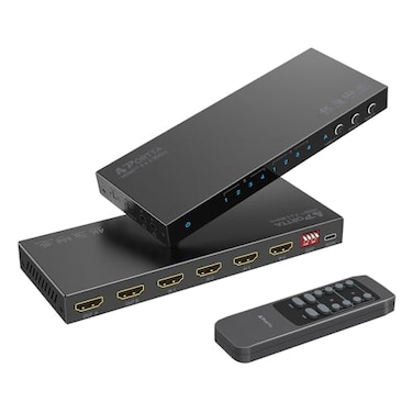 Portta 4K 60Hz HDMI Matrix 4x2 PORTTA 4 in 2 Out Switch Splitter with Toslink 35mm Audio Extractor ARC 16 EDID Modes 4K Downscale and IR Remote Support HDMI 20b HDCP 2322 HDR 3D