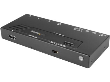 StarTech.com StarTechcom 4 Port HDMI Switch 4K with Fast Switching AutoSensing Serial Control Automatic 4x1 HDMI Video Switcher Box TAA VS421HD4KA