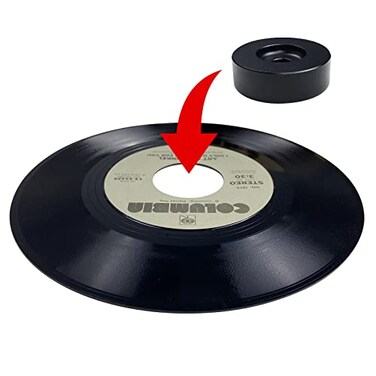 sdroceRyaM 45 RPM Adapter 7 Inch Vinyl Record Solid Aluminum Dome 45 Adapter for Vinyl Record Players and Technics Turntables Black