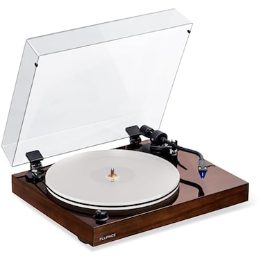 Fluance RT85 Turntable with Ortofon Cartridge Acrylic Platter Speed Control and Vibration Isolation Walnut