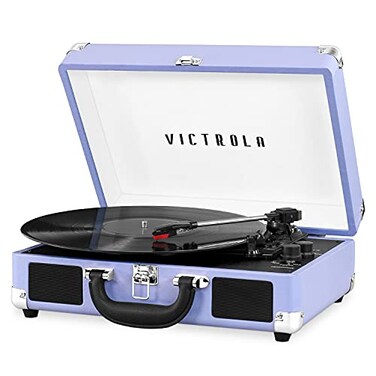 Victrola Journey Bluetooth Portable Suitcase Record Player with Builtin Speakers 3 Speed Vinyl Record Player RCA Out Headphone Jack LavenderSilver