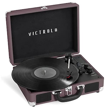 Victrola Journey Bluetooth Portable Suitcase Record Player with Builtin Speakers 3 Speed Vinyl Record Player RCA Out Headphone Jack Magenta