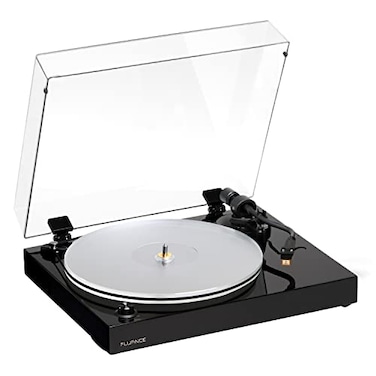 Fluance RT85N Turntable with Nagaoka MP110 Cartridge Acrylic Platter Speed Control and Vibration Isolation Piano Black