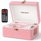 TANLANIN CD Player Portable for Home with Upgraded Speakers Bluetooth inOut Rechargeable Desktop CD Player with LED Screen Boombox Wireless Transmission Headphone Jack Light Pink