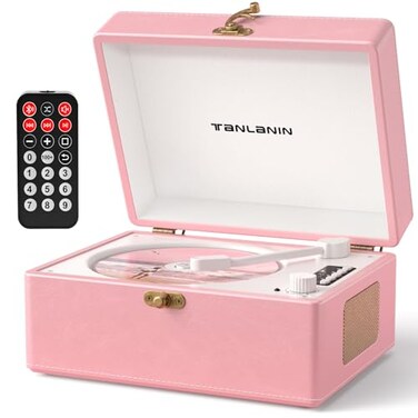 TANLANIN CD Player Portable for Home with Upgraded Speakers Bluetooth inOut Rechargeable Desktop CD Player with LED Screen Boombox Wireless Transmission Headphone Jack Light Pink