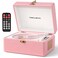 TANLANIN CD Player Portable for Home with Upgraded Speakers Bluetooth inOut Rechargeable Desktop CD Player with LED Screen Boombox Wireless Transmission Headphone Jack Light Pink