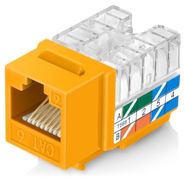 Everest Media Solutions Everest 90 Angled RJ45 Cat6 Keystone Jacks 20Pack in Yellow Slim Profile Female RJ45 Connectors Cat 6 Keystone Jack Compatible with 90 Angled Speed Termination Tool easyJACK B0