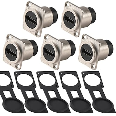 ANMBEST 5PCS HDMI IP67 Waterproof Connector Zinc Alloy Housing Panel Mount Female to Female HDMI Bulkhead Coupler with Weatherproof Dust Cap