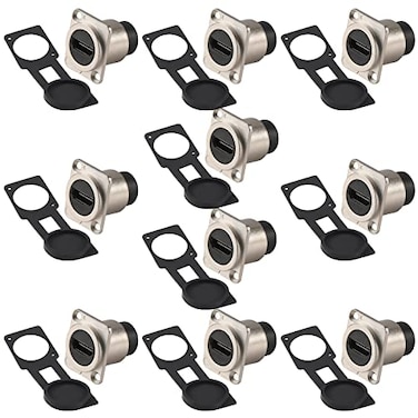 ANMBEST 10PCS HDMI IP67 Waterproof Connector Zinc Alloy Housing Panel Mount Female to Female HDMI Bulkhead Coupler with Weatherproof Dust Cap