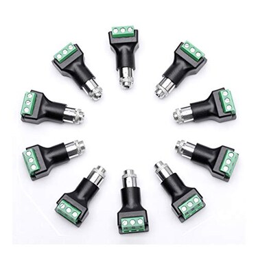 Arnorin 35mm Panel Mount Jack Female Terminal Block Stereo Connector 10 Pack
