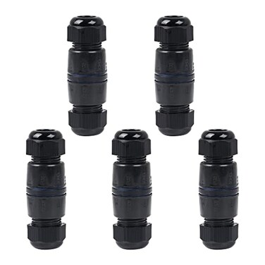CNBTR RJ45 Coupler Underwater Ethernet LAN IP68 Cable Wire Connector ion M25 Gland No Shielded Double Cable Use for Outdoor LED Equipment Pack of 5