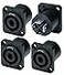Neutrik NL4MP PACK OF 4 SPEAKON PANEL MOUNT ORIGINAL PATENTED D Chassis Mounting