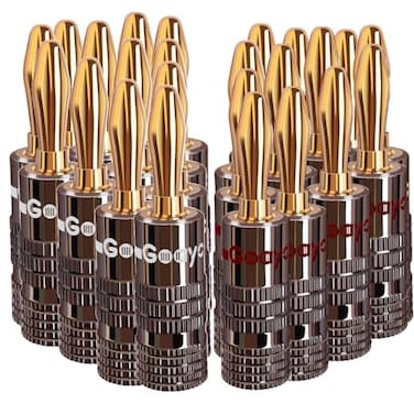 Goaycer Speaker Connector Banana Plugs 24K Gold Plated Brass 4mm Plug 12 Pairs24 pcs