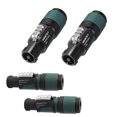 REBUILD SKILLS Neutrik NL4FXXWS 4 Pack 4Pole speakON Cable Connector Green Bushing Screw Terminal Assembly Loud Speaker Audio for Cable Diameters 6 to 12mm