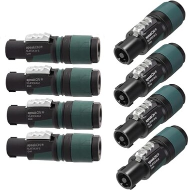REBUILD SKILLS Neutrik NL4FXXWS 8 Pack 4Pole speakON Cable Connector Green Bushing Screw Terminal Assembly Loud Speaker Audio for Cable Diameters 6 to 12mm