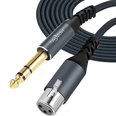 Twozoh XLR Female to 14 TRS Cable 15FT Braided 635mm Stereo Jack Balanced to 3pin XLR Microphone Cable