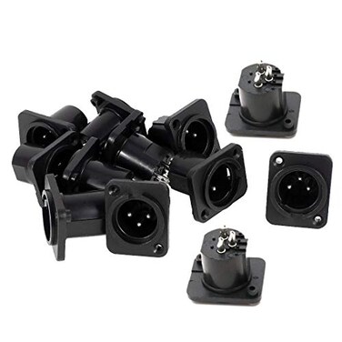 bnafes XLR Male Audio Speaker Panel Socket Microphone Adapter Straight Terminal Panel Mounted Connector 12 Pcs