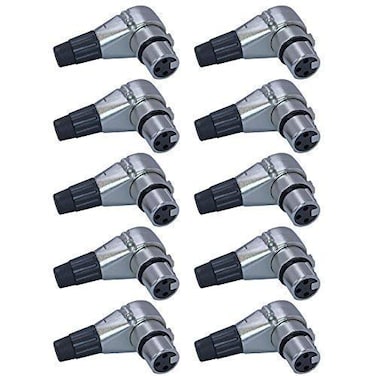 Yovus Pack of 10 Silver Female XLR Connector 7 Positions Clockable Low Profile Rubber Boot Strain Relief