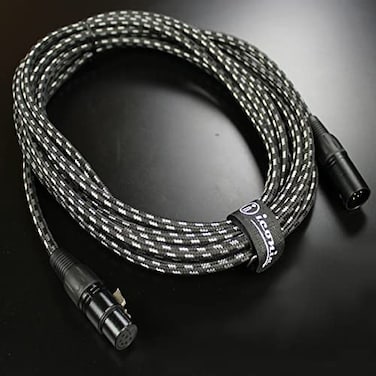 Iconic Cables 7 Pin XLR 20ft Female to Male Vacuum Tube Microphone 20 Cable Cord Black Tweed