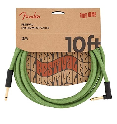 Fender Festival Hemp Instrument Cable Guitar Cable Guitar Accessories StraightAngle Green 10ft