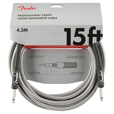 Fender Professional Series Tweed Instrument Cable Guitar Cable Guitar Accessories StraightStraight White 15ft