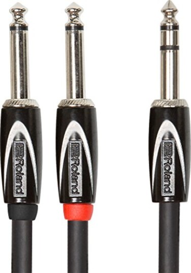 Roland Black Series 14Inch TRS Male to Dual 14Inch TS Male InsertSplitter Cable 10 Foot RCC10TR28V2
