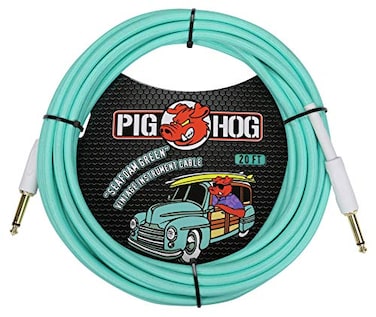 Pig Hog PCH20SG 14 to 14 Seafoam Green Guitar Instrument Cable 20 Feet