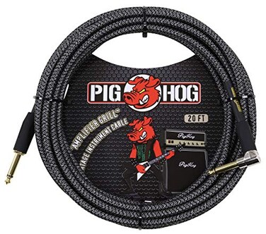 Pig Hog PCH20AGR RightAngle 14 to 14 Amplifier Grill Guitar Instrument Cable 20 Feet