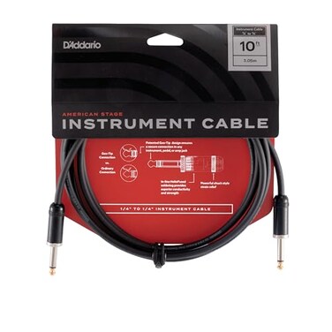 D'Addario DAddario Guitar Cable Guitar Lead GeoTip Technology for Improved Fit 10 Feet305 Meters Straight Ends 1 Pack
