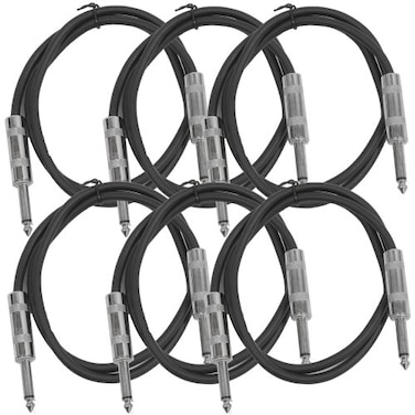 Seismic Audio SASTSX3Black6PK 3Feet TS 14Inch Guitar Instrument or Patch Cable Black