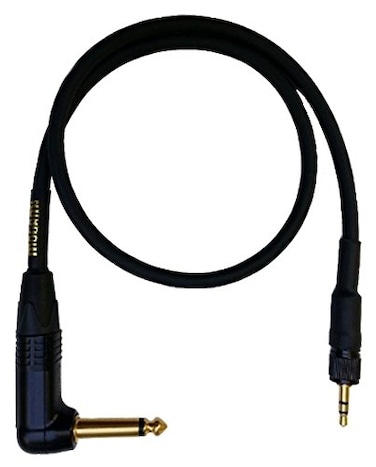 Mogami Gold BPSE TS24R Belt Pack Instrument Cable for Wireless Instrument Systems 14 TS Male Plug to 35mm Locking TRS Male Plug Right Angle to Straight Connectors 24 Inch