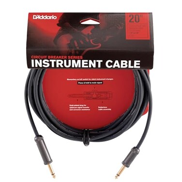 Planet Waves DAddario Accessories Custom Series Circuit Breaker Guitar Cable Momentary Kill Switch Instrument Cable with Inch Ends OnOff Switch for Silent Instrument Changes Straight 20 feet