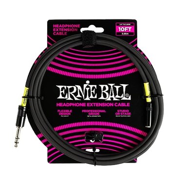 Ernie Ball Headphone Extension Cable 14 to 35mm 10ft Black
