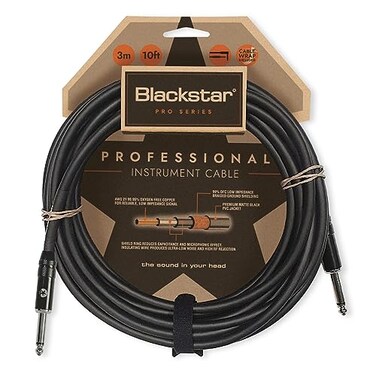 Blackstar 3m 10ft Pro Series Instrument Cable Straight Jack to Straight Jack for BassElectric GuitarElectroAcousticKeyboardAmp BSCABLEPRO10FTSS