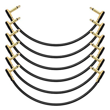 Donner Guitar Patch Cables Right Angle 12 Inch 30cm 14 Instrument Cables for Effect Pedals 6 Pack